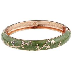 UJOY Womens Bangle Bracelet Golded Alloy Hinged Flower Enameled Cloisonne Jewelry with Gift Box 55B01