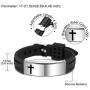 MeMeDIY Inspirational Quote Cross Bracelets Faith Christian Bible Accessories Verse Silicone ID Wristband Religious Gifts for Men Women Boys Girls Stainless Steel Rubber Adjustable (2 Colors)