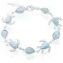 Sterling Silver Turtle & Pear-Shaped Natural Larimar Link Bracelet Sterling Silver Turtle & Pear-Shaped Natural Larimar Link Bracelet