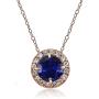 Ice Gems Rose Gold Flashed Sterling Silver Genuine, Created or Simulated Gemstone Cubic Zirconia Accents Round Halo Necklace