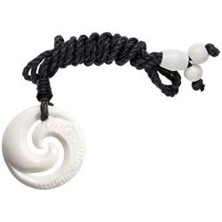 81stgeneration Womens Mens Hand Carved Bone Maori Double Koru Spiral Swirl Pendant Necklace