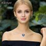 Alantyer Austrian Blue Crystal I Love You Forever Double Heart Princess Pendant Necklace 14K White Gold Plated Chain Necklace for Women Girls Silver Romantic Jewelry Gift 18