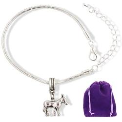 Donkey Jewelry | Stainless Steel Snake Chain Charm Bracelet