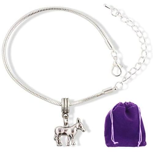 Donkey Jewelry | Stainless Steel Snake Chain Charm Bracelet