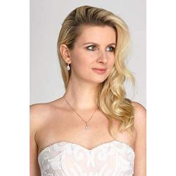 Mariell 14K Rose Gold Plated Cubic Zirconia Pear-Shape Necklace & Earrings Bridal and Wedding Jewelry Set