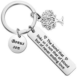 CYTING Bonus Son Keychain The Bond That Links Us is Never Ending Love Blended Family Jewelry Adoption Gift for Son in Law/Stepson/Bonus Son/Adopted Son