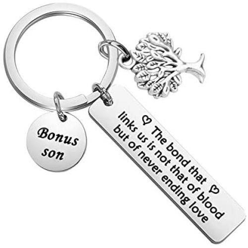 CYTING Bonus Son Keychain The Bond That Links Us is Never Ending Love Blended Family Jewelry Adoption Gift for Son in Law/Stepson/Bonus Son/Adopted Son