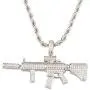 Rapper Men Women Hip Hop Golden Jewelry, Unisex Iced Out AK47 Gun Pendant Necklace for Rapper with Rope Chain Rapper Men Women Hip Hop Golden Jewelry, Unisex Iced Out AK47 Gun Pendant Necklace for Rapper with Rope Chain