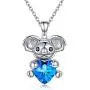 AOBOCO Cute Koala Necklace Sterling Silver Koala Bear Heart Pendant Necklace Embellished with Crystals from Austria, Fine Koala Jewelry Gifts for Women - Hold My Heart Series