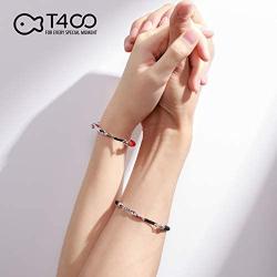 T400 925 Sterling Silver Black Red Mobius Ring Braided Rope Bracelet Valentines Day Couple Gift for Women Girls Men Boys