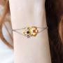 Santuzza Sunflower Bracelets Genuine 925 Sterling Silver Gorgeous Yellow Nano Cubic Zirconia Handmade Enamel Jewelry for Women