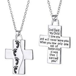 FANSTATE God Said My Child I Love You Love Cross Pendant Necklace, Fashion Double Sided Jewelry Gifts for Mother Grandma,Godmothers Christmas Birthday Gifts