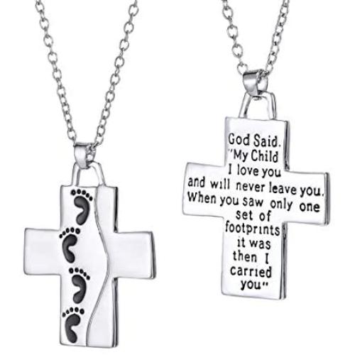 FANSTATE God Said My Child I Love You Love Cross Pendant Necklace, Fashion Double Sided Jewelry Gifts for Mother Grandma,Godmothers Christmas Birthday Gifts