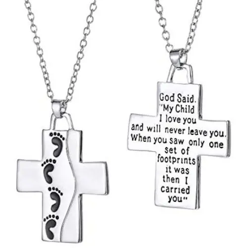 FANSTATE God Said My Child I Love You Love Cross Pendant Necklace, Fashion Double Sided Jewelry Gifts for Mother Grandma,Godmothers Christmas Birthday Gifts
