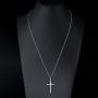 925 Sterling Silver Mens Classic Cross Pendant Necklace 24 inch Silver Chain Jewelry Gift for Father Boyfriend Son