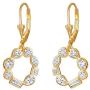 E 18K Gold Plated Leverback Drop Earrings for Women, Round Dangle Earring with Rainbow Cubic Zirconia, 925 Sterling Silver Secure Lever-back