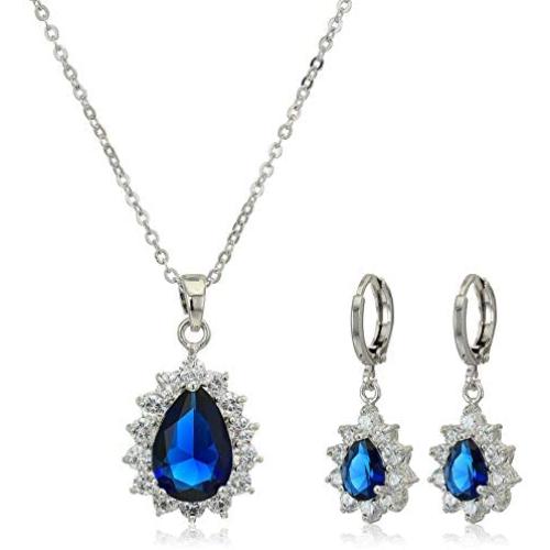 Crystalline Azuria Jewelry Sets for Women - Costume Jewelry Sets - Wedding Jewelry Set with Necklace and Earring - Cubic Zirconia Bridesmaid Jewelry - Formal Event Prom Jewelry