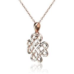 Sterling Silver Diamond-cut Irish Celtic Heart Love Knot Necklace