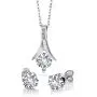 Gem Stone King 925 Sterling Silver White Created Sapphire and White Diamond Pendant Earrings Set For Women (3.65 Ct with 18 Inch Silver Chain) Gem Stone King 925 Sterling Silver White Created Sapphire and White Diamond Pendant Earrings Set For Women (3.65 Ct with 18 Inch Silver Chain)