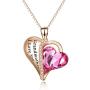 AOBOCO Granddaughter Grandmother Gifts - Granddaughter I Love You - Sterling Silver Heart Necklaces from Grandma with Pink Swarovski Crystals