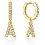 Ldurian Initial Earrings for Women Girls, Letter Huggie earrings with 14K Gold Plated, Cubic Zirconia Hoop Earrings Dangle, Tiny Earrings, Jewelry Gift for Girls Women Teen
