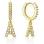 Ldurian Initial Earrings for Women Girls, Letter Huggie earrings with 14K Gold Plated, Cubic Zirconia Hoop Earrings Dangle, Tiny Earrings, Jewelry Gift for Girls Women Teen