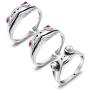 PANTIDE 3 Pcs Frog Open Rings Set for Women, Vintage Adjustable Alloy Animal Finger Rings, Cute Silver Frog with Red Purple Eyes Rings, Fashion Jewelry Gifts for Anniversary Birthday Valentine’s Day