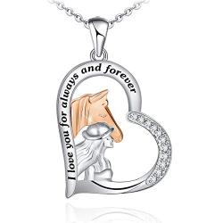 Distance Horse Pendant Necklace for Women Girls 925 Sterling Silver Girls with Horse Gifts for Birthday Christmas