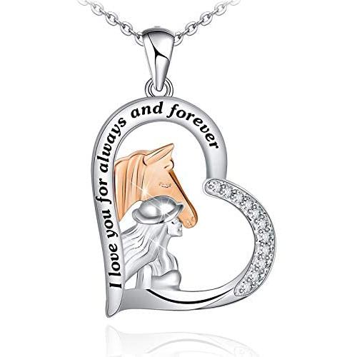 Distance Horse Pendant Necklace for Women Girls 925 Sterling Silver Girls with Horse Gifts for Birthday Christmas