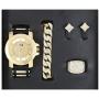 Bling-ed Out Its Lit! Hip Hop Watch & Jewerly Set w/Cuban Chain Bracelet, Kite Bling Earrings & Ring - GJM13