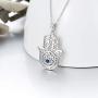 PELOVNY Hamsa Hand Necklace for Women Sterling Silver Evil Eye Pendant Necklace with Cubic Zirconia Evil Eye Hamsa Hand of Fatima Jewelry Gift for Girls Mother 18 inches Chain