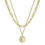 Turandoss Gold Coin Necklaces for Women, 14K Gold Plated Coin Pendant Medallion Necklace Evil Eye Elizabeth Moon and Star Sun Paperclip Chain Medallion Vintage Coin Necklaces for Women Jewelry