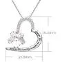 ALOV Jewelry Sterling Silver Always My Daughter Forever My Friend Love Heart Crystal Cubic Zirconia Pendant Necklace