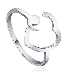AKTAP Inspirational Gift Sterling Silver Semicolon Ring Mental Health Awareness Jewelry for Women
