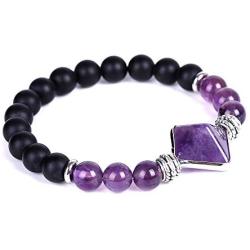 Fashion Natural amethyst power stone bracelet yoga chakra crystal cut pyramid bracelet chain beads Jewelry decorative Gift