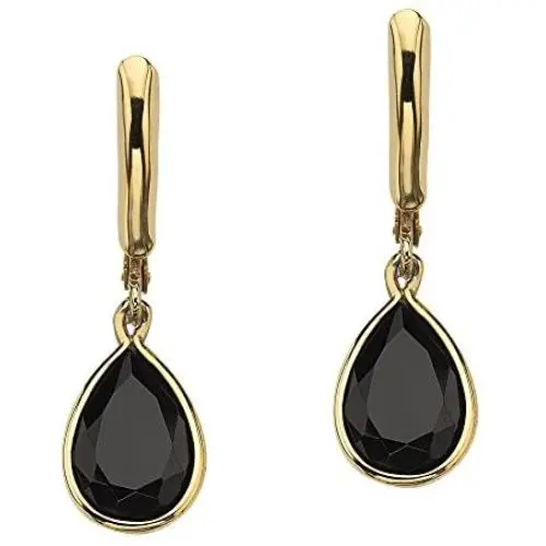 18K Yellow Gold Plated Pear Cut Natural Black Onyx Drop Earrings (29x8.5mm) 18K Yellow Gold Plated Pear Cut Natural Black Onyx Drop Earrings (29x8.5mm)