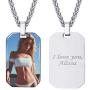 Custom Photo Necklace Men Women Personalized Jewelry Customized Any Picture Pendant Stainless Steel Rope/Spiga/Tennis Chain 18-30 Inch, Mothers or Lover Gift