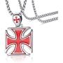 Mealguet Jewelry Mens Cool Stainless Steel Enamel Crusaders Templar Knights Cross Pendant Necklace, 24'' Chain