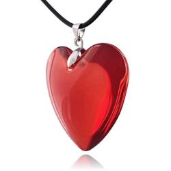 Large Red Glass Heart Necklace