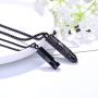 LOYALLOOK 2PCS Cremation Urn Necklace for Ashes Memorial CZ Skull Pendant Necklaces Black Stainless Steel Ashes Necklace Keepsakes Jewelry