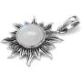 Silvershake 8mm Cabochon Gemstone 925 Sterling Silver Sun Ray Inspired Solitaire Pendant