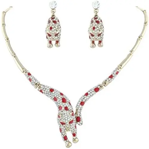 EVER FAITH Womens Austrian Crystal Enamel Leopard Necklace Earrings Set for Sister, Daughter EVER FAITH Womens Austrian Crystal Enamel Leopard Necklace Earrings Set for Sister, Daughter