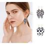 Hanpabum 12 Pairs Teardrop Leather Dangle Earrings for Women Girls Lightweight Leopard Print Dangle Earrings Set Fashion Jewelry