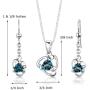 London Blue Topaz Pendant Earrings Necklace Set Sterling Silver 2.75 Carats