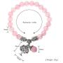 Top Plaza Stretch Rose Quartz Tree of Life Lucky Stone Bracelet Reiki Healing Crystal Gemstone Dangle Charms Pendant Birthstone Bracelet(6.2'')