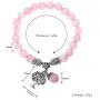 Top Plaza Stretch Rose Quartz Tree of Life Lucky Stone Bracelet Reiki Healing Crystal Gemstone Dangle Charms Pendant Birthstone Bracelet(6.2'')