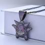 Gengar Purple Cubic Zirconia Hip Hop Pendant Necklace for Fans Classic Collection