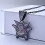 Gengar Purple Cubic Zirconia Hip Hop Pendant Necklace for Fans Classic Collection