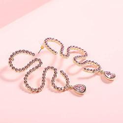Rambling Rose Fashion Rhinestones Earrings Drop in Big Size Girls Womens Statement Earring
