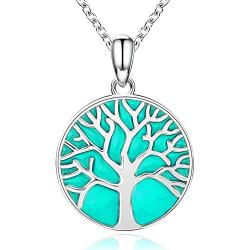 APOTIE 925 Silver Celtic Knot Tree of Life Jewelry Pendant Necklace Drop Hook Earrings Mother Day Jewelry for Mom Women Girls